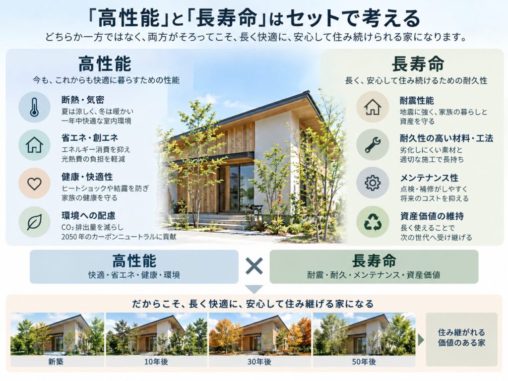 高性能と長寿命はセットで考える|大阪でインテリアにこだわる高性能住宅はリーフアーキテクチャ