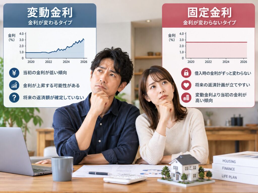 住宅ローンの固定金利と変動Kンり、どちらが良い|大阪でインテリアにこだわる高性能住宅はリーフアーキテクチャ